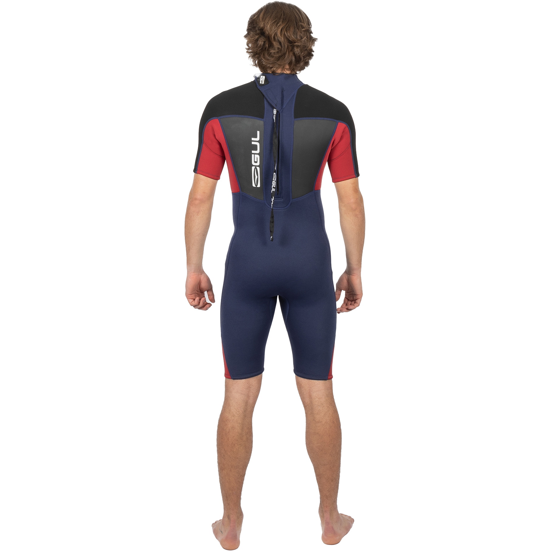 2025 Gul Mænd Response 3/2mm Back Zip Shorty Våddragt Re3319-c1 - Navy / Rød